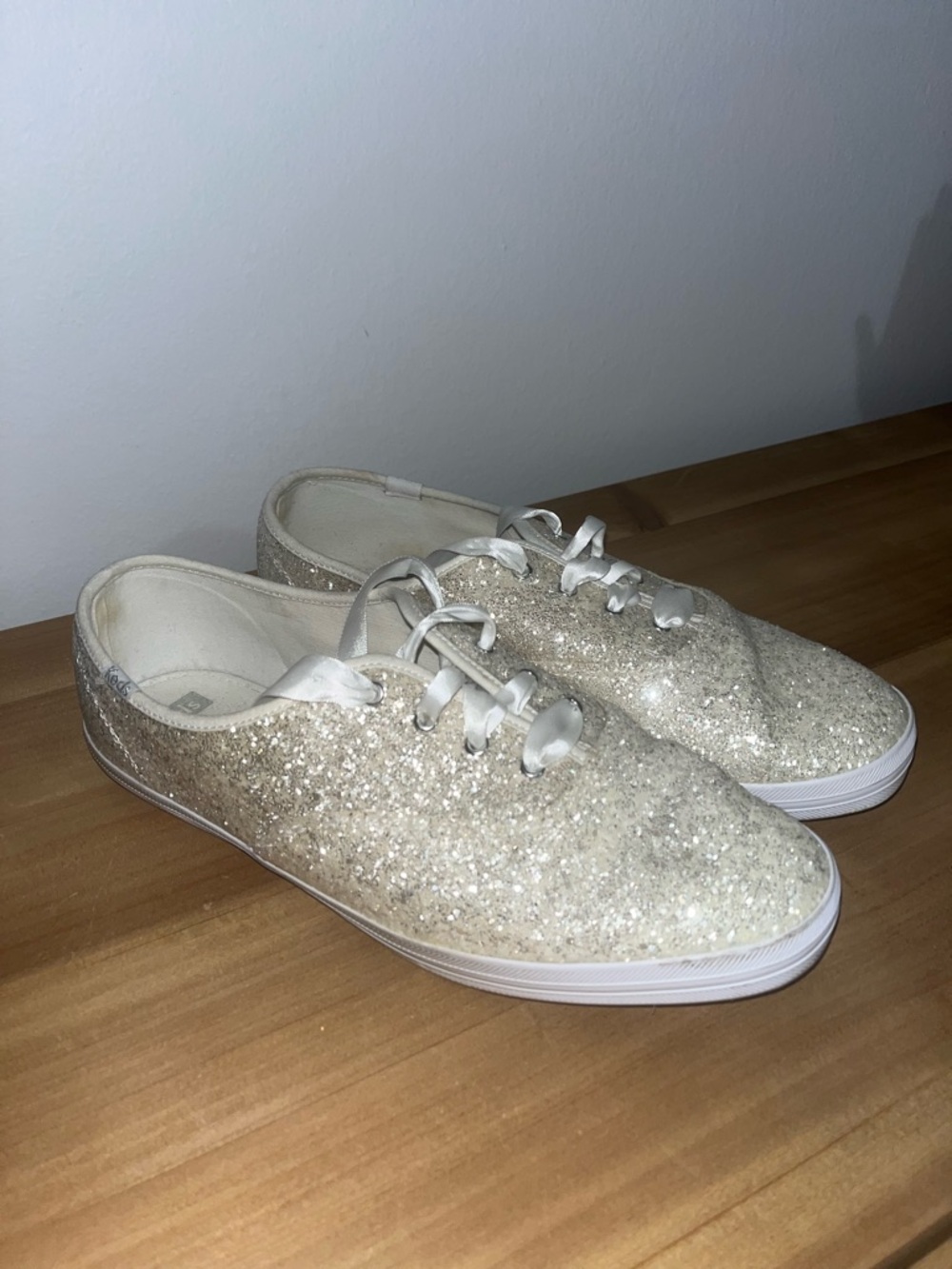 Glitter Lace-Up Sneakers in Champagne Sparkle